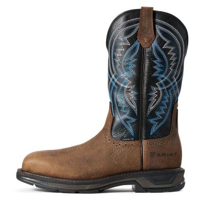 Ariat Work: WorkHog XT Coil Wide Square Toe Carbon Toe Zapatos de Seguridad Hombre - Marrones / Azul